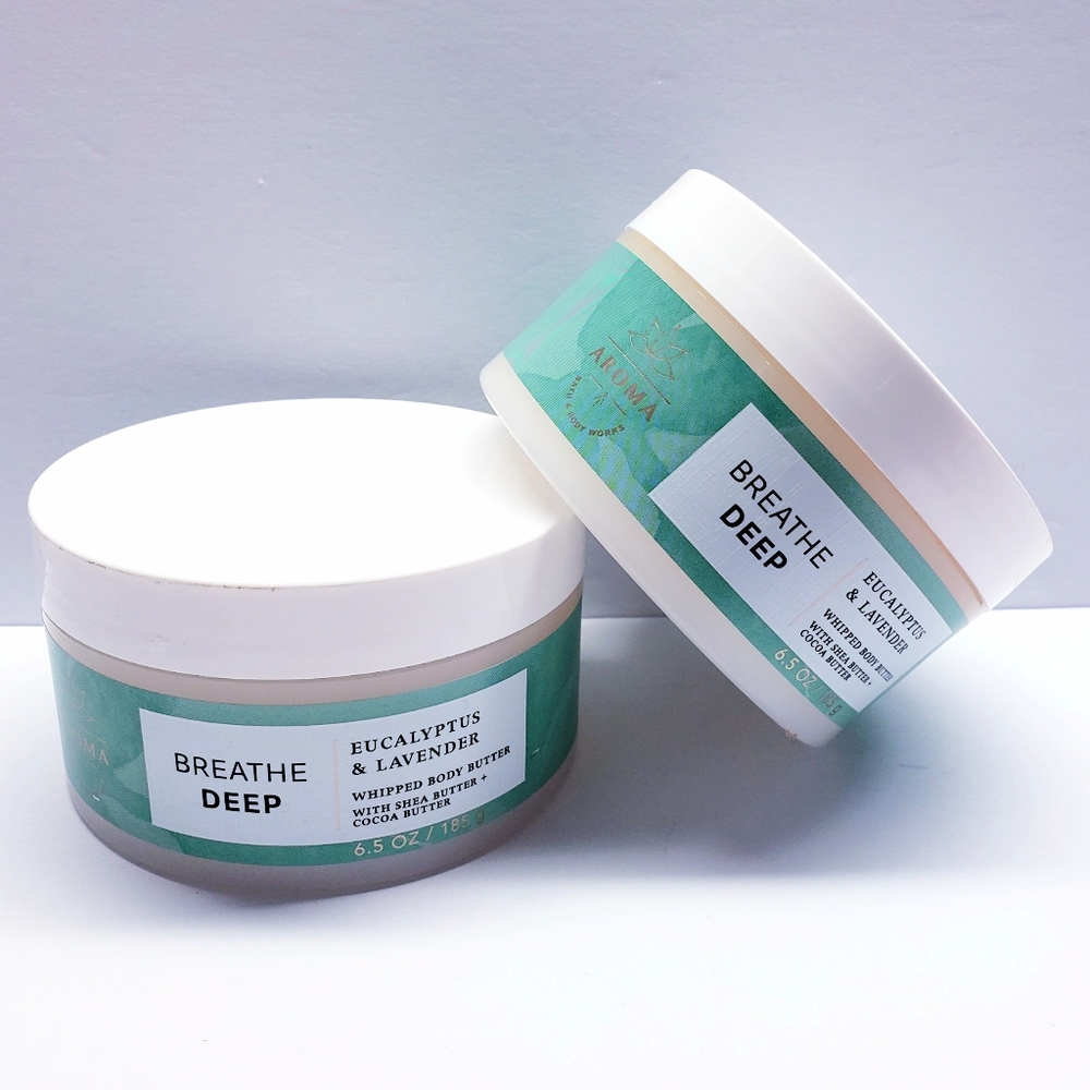 Bath & Body Works EUCALYPTUS & LAVENDER Whipped Body Butter, 6.5 oz (2 pack)